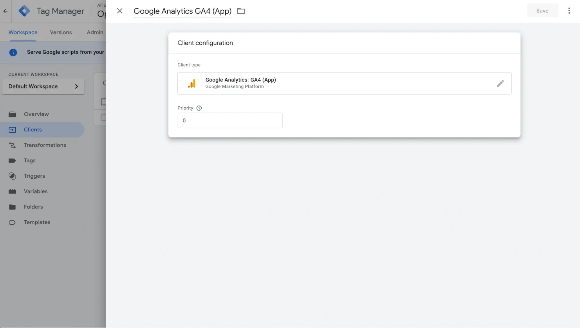 Configuring the Tag Manager container