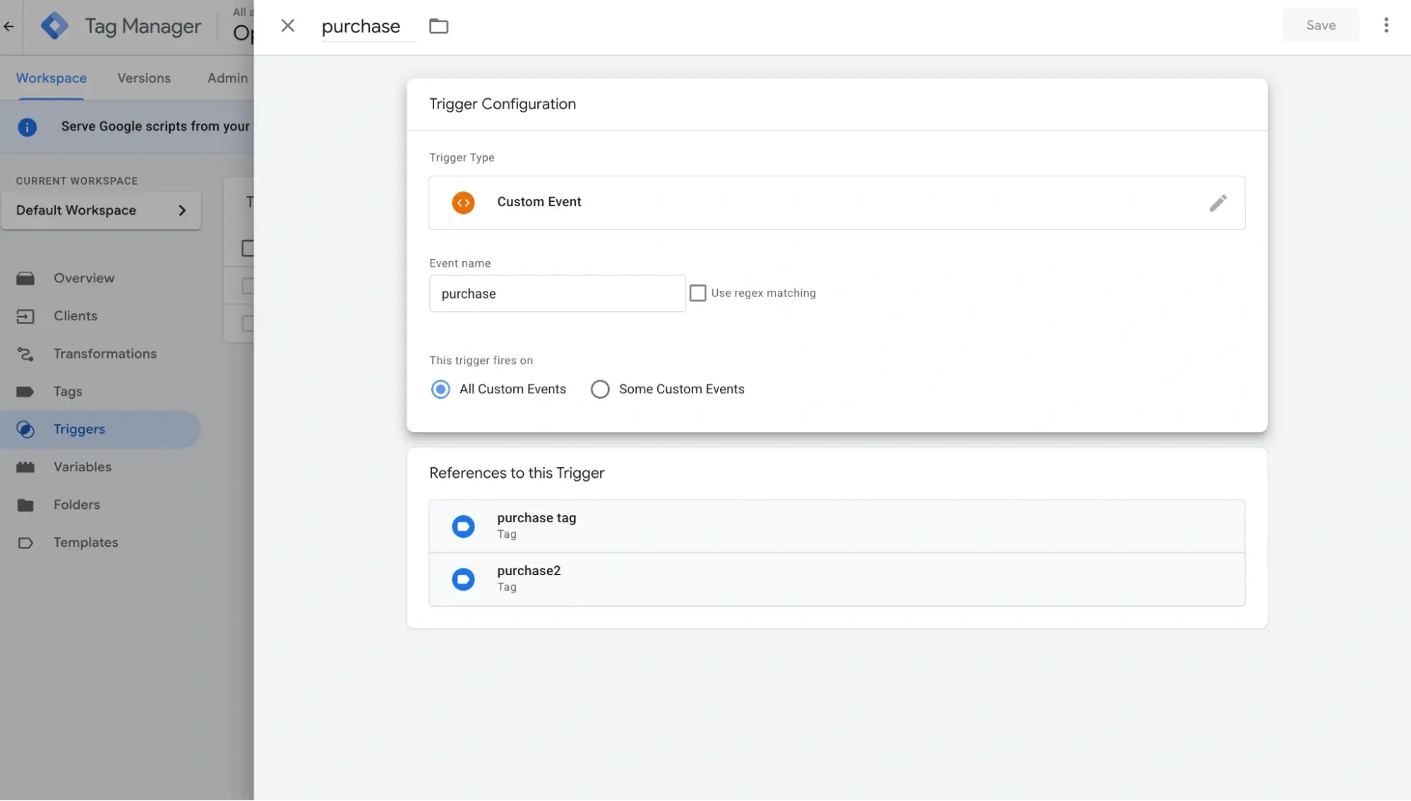 Configuring the Tag Manager container