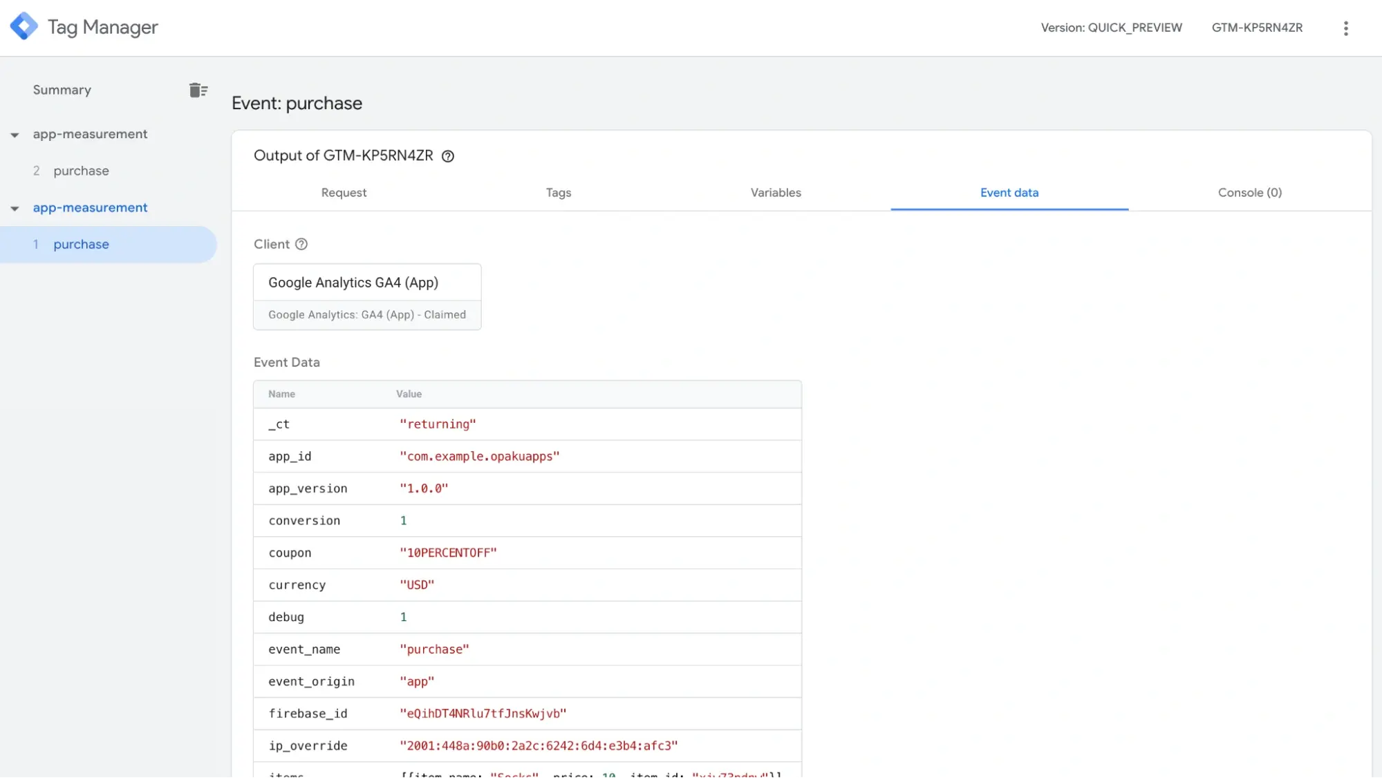Configuring the Tag Manager container